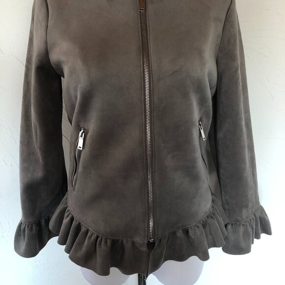 BLVD brand, Grey Faux Washable Suede Zip Front Jacket - Size S - Picture 6 of 6